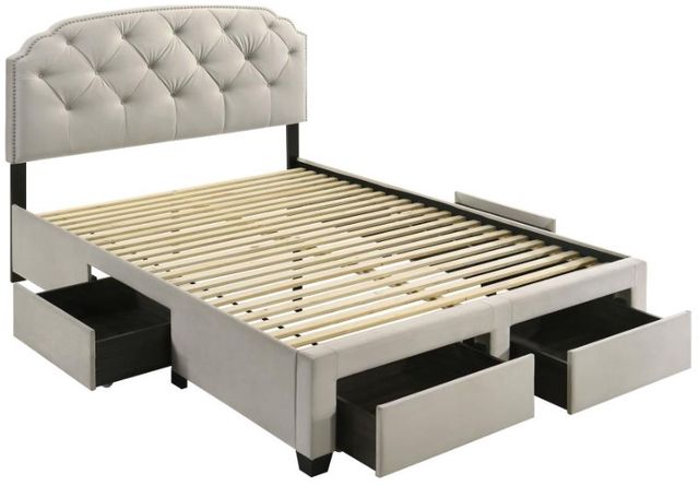 Coaster® Marianna Cream Eastern King Upholstered Panel Bed-1
