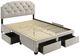 Coaster® Marianna Cream Eastern King Upholstered Panel Bed-1