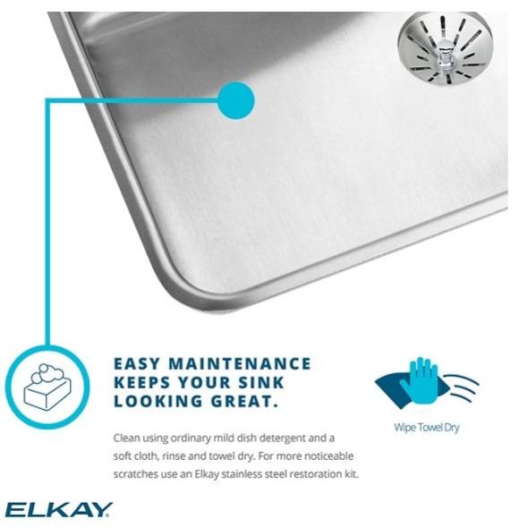 Elkay Lustertone® Classic Lustrous Satin Stainless Steel Single Bowl Drop-in ADA Sink Kit-3