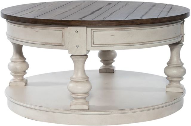 Liberty Furniture Morgan Creek 3-Piece Antique White/Wirebrushed Tobacco Optional Living Room Table Set-1