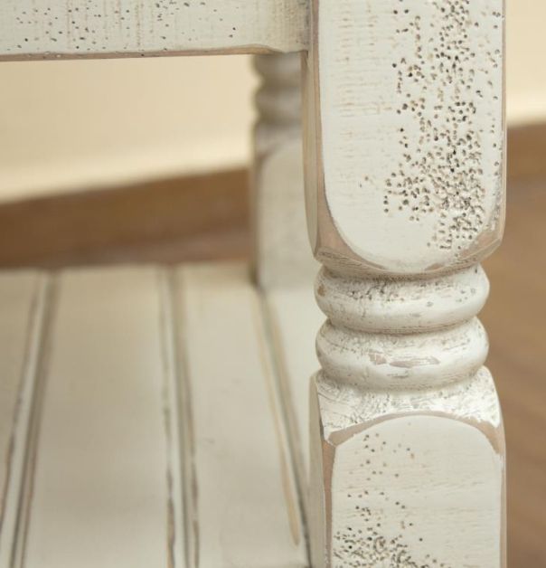 International Furniture Direct Stone Weathered Gray Square End Table with Ivory Antiqued Base-2