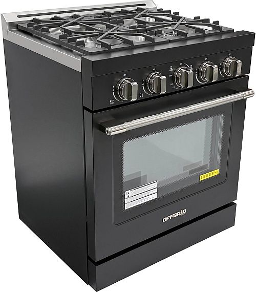 Unique® Appliances Classic Retro 30" Matte Black Slide-In Propane Gas Range-2