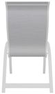 Telescope Casual Aruba Abalone/White Aluminum/Fabric Outdoor Sling Supreme Stacking Arm Chair-3