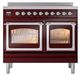 Ilve® Nostalgie II Noblesse 40'' Burgundy Pro Style Induction Range with Chrome Trim-1
