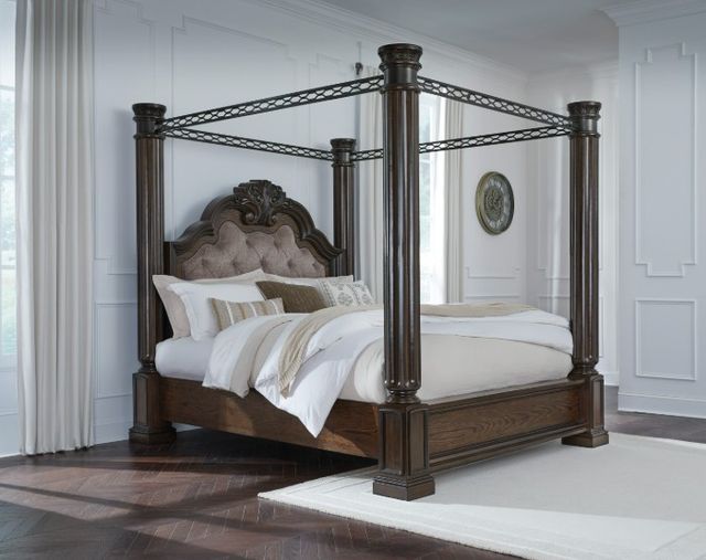 Signature Design by Ashley® Maylee Dark Brown King Canopy Bed-3