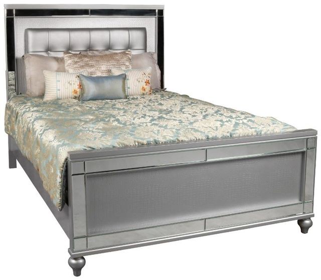 New Classic® Home Furnishings Valentino 4-Piece Silver King Panel Bedroom Set-2