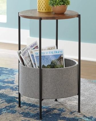 Signature Design by Ashley® Brookway Brown Accent Table with Black Stand and Light Gray Storage-3