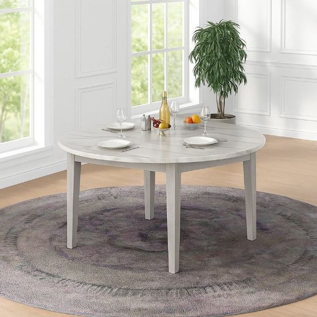 New Classic® Home Furnishings Essence White Marble Round Table Top with Gray Base-1