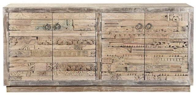 Classic Home Alta Antique White Carved Panel Sideboard-1