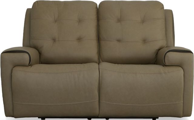 Flexsteel® Iris Khaki Power Reclining Loveseat with Power Headrests-1