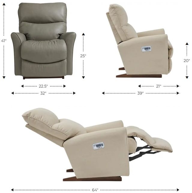 La-Z-Boy® Rowan Charcoal Power Rocking Recliner with Headrest and Lumbar-2