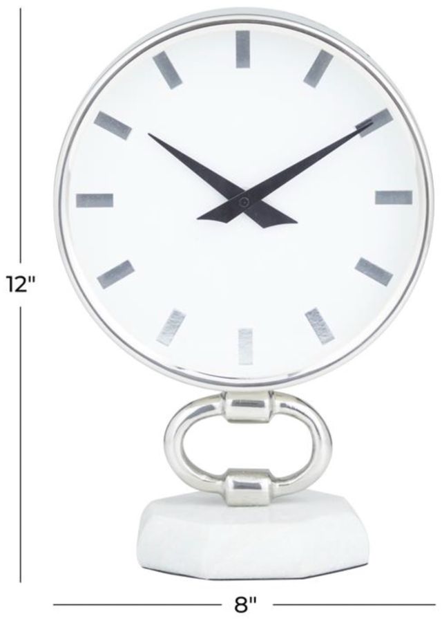 Deco Marche Silver 8” Clock with Marble Face-3