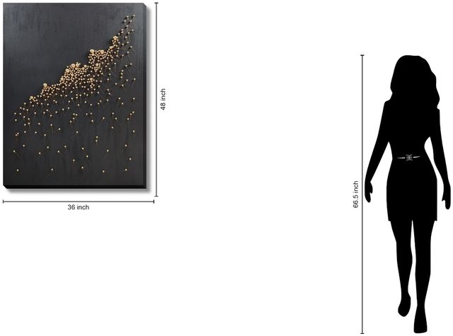 Classy Living Dramatic Golden Blossom Dimensional Abstract Wall Art-2