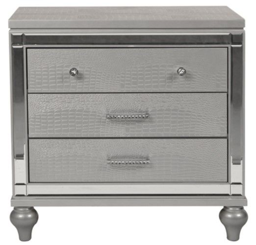American Wholesale Furniture Valentino Silver Nightstand-0