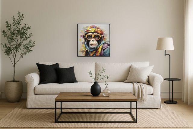 Classy Living Untamed Chimp in Orange Shades Wall Art-1