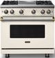 Viking® 5 Series 36" Pure White Pro Style Gas (NG) Range with Brushed Brass Trim-0