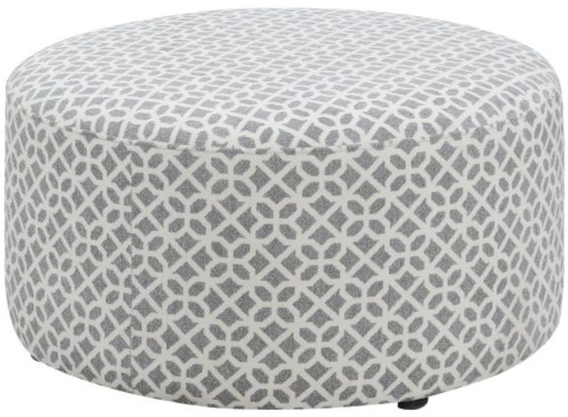 Emerald Home Walker Gray/White Round Ottoman-0