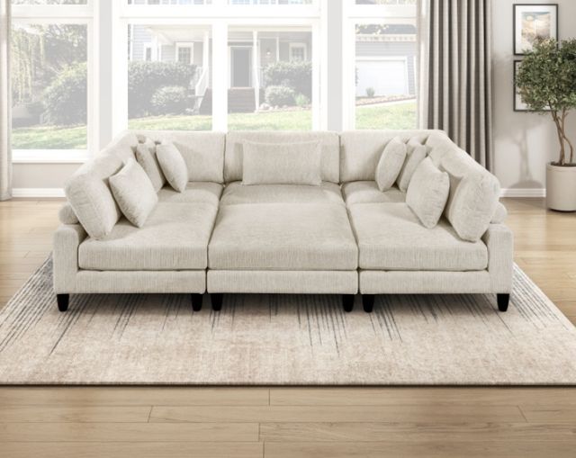 Homelegance® Robstown 6-Piece Beige Sectional with Ottomans-1