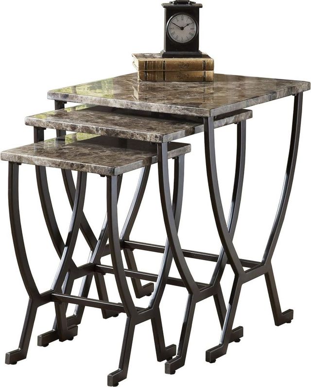 HH2 Home Monaco Matte Espresso Nesting Tables with Black Metal Base-0