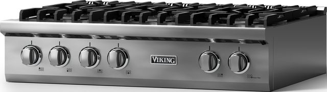 Viking 5 Series 36” Stainless Steel 6-Burner Liquid Propane Rangetop with Polished Chrome Trim-1