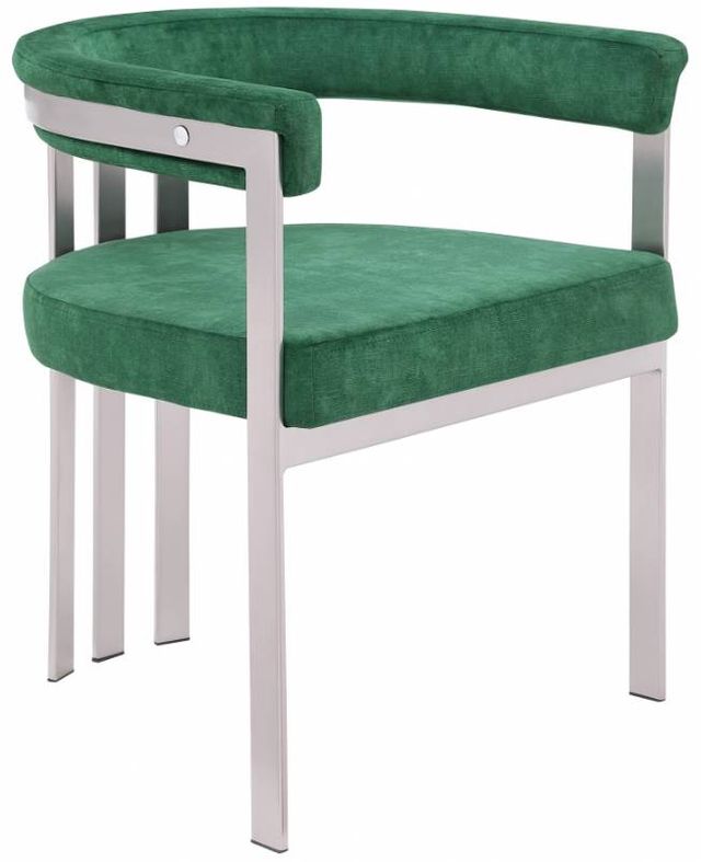 Meridian Furniture Marcello Green/Brushed Chrome Velvet Dining Chair-0