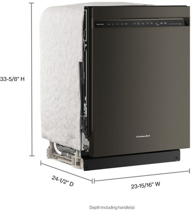 KitchenAid® 24" Black Ore 360° Max Jets™ Third Rack Front Control Built-In Dishwasher with ProDry™ System-9