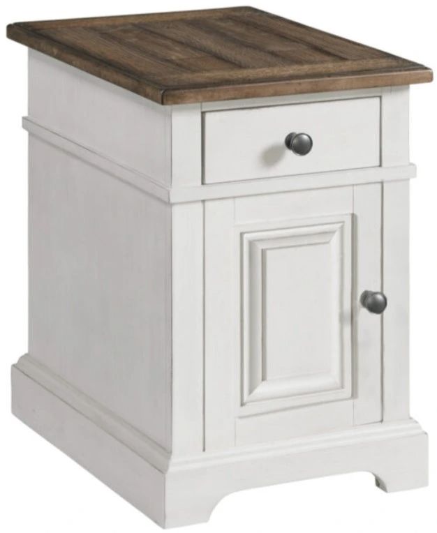 Intercon Drake French Oak 22" Chairside Table with Rustic Gray Base-0