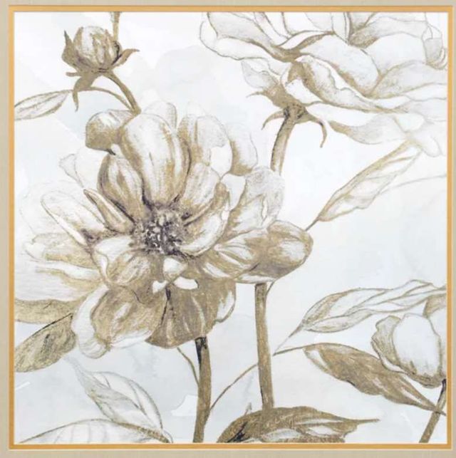 StyleCraft Peony Glitz Gold/Light Gray/Taupe Wall Art-1