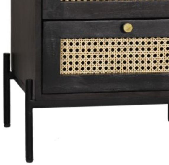Jaipur Furniture Rattan Black 2-Drawer Bedside Table-1