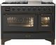 Ilve® Majestic III 48" Graphite Matte Pro Style Dual Fuel Natural Gas Range with Triple Glass Door and Burnished Trim-0