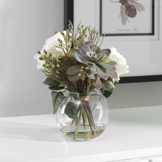 Uttermost® Belmonte Cream Floral Bouquet and Vase-2