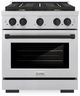 ZLINE Autograph Edition 30" Satin Stainless Steel Pro Style Gas Range with 4 Burner Cooktop and Matte Black Accents-0