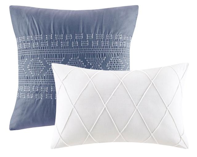 Olliix by Urban Habitat Lizbeth 5 Piece Indigo/White Full/Queen Cotton Clip Jacquard Comforter Set-1