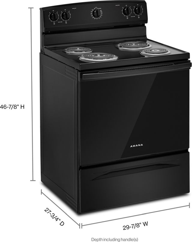 Amana® 30" Black Freestanding Electric Range with SpillSaver™ Upswept Cooktop and Easy Clean Glass Door-2