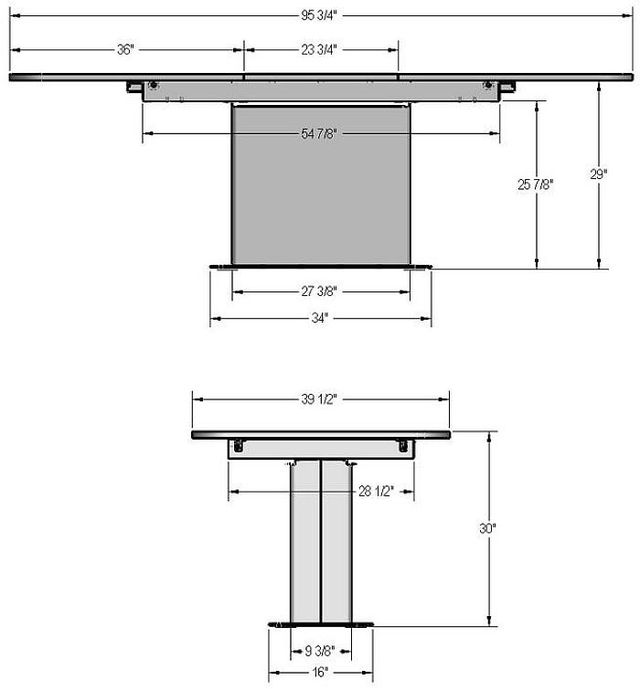 Amisco Customizable Lucarelli 96" Rectangular Extendable Table with 1" Thermo Fused Laminate Top and 1 Leaf-3
