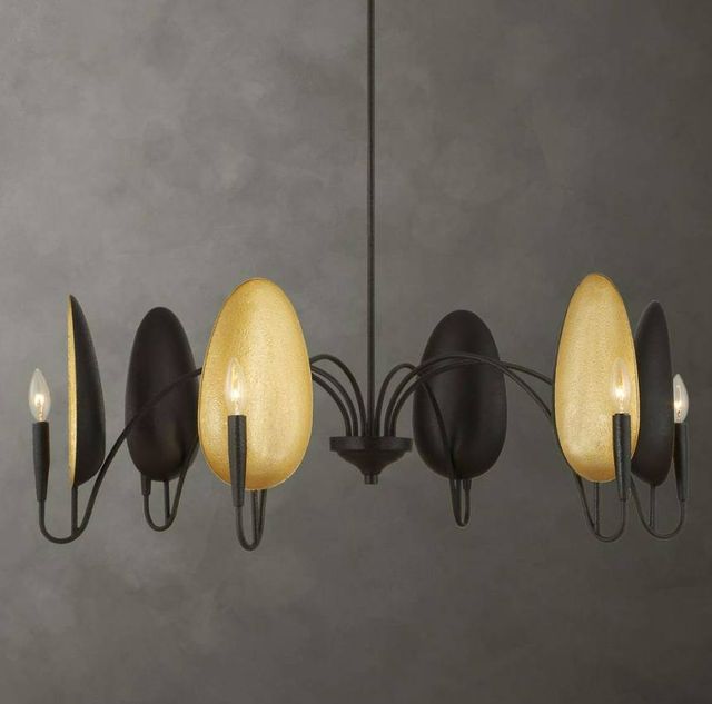 Uttermost® Warwick Matte Black/Matte Gold 6-Light Chandelier-1