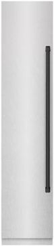 ZLINE Autograph Edition 18 in. 8.6 Cu. Ft. Left Hinge Column Freezer in Satin Stainless Steel with Graphite Gray Interior and Matte Black Accents-0