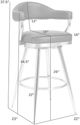 Armen Living Justin Brushed Stainless Steel/Gray Counter Stool-2