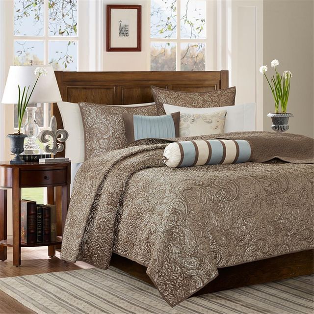 Olliix by Madison Park 6 Piece Blue Full/Queen Aubrey Reversible Coverlet Set-0