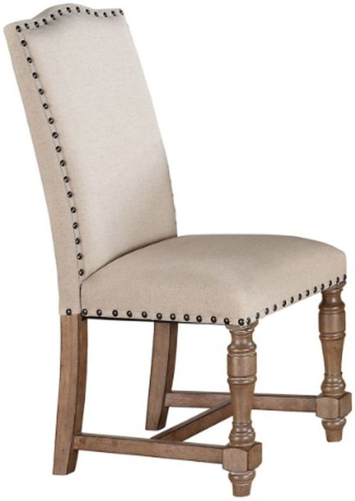 Winners Only® Xcalibur Limed Gray/Oatmeal Upholstered Side Chair-0