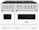 ZLINE 48" 6.7 cu. ft. Dual Fuel Range with 8 Burner DuoPro™ Cooktop and Dual Ovens in Satin Stainless Steel with White Matte Doors-0