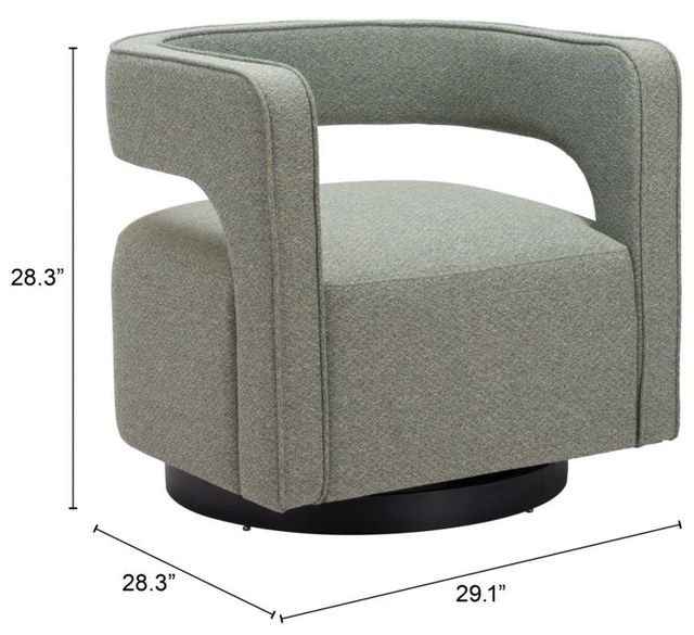 Zuo® Modern Turku Sage Green Swivel Chair-1