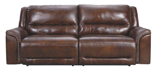 Signature Design by Ashley® Catanzaro Mahogany Two Seat Power Reclining Sofa Adjustable Headrest-1