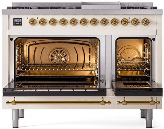 Ilve® Nostalgie II Series 48" Antique White Pro Style Dual Fuel Range-1