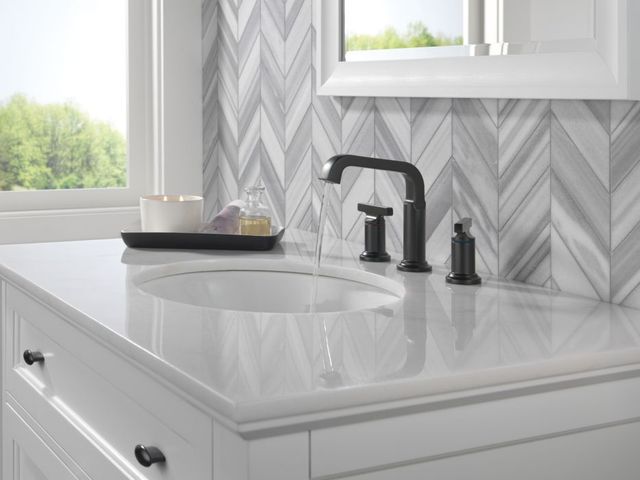 Delta Tetra™ Matte Black 7" 2-Handle Widespread Bathroom Faucet-2