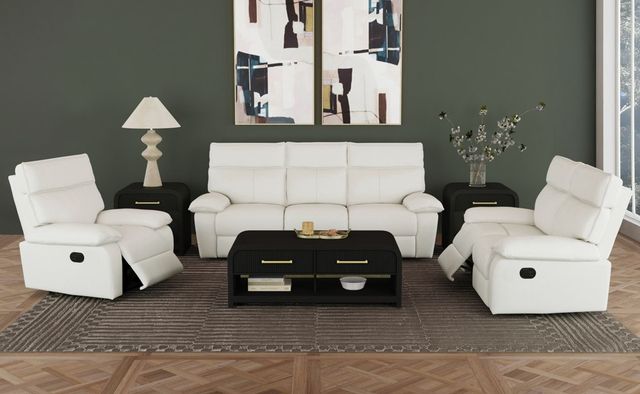 Elements International Wildcat Aviarah White Manual Reclining Sofa-2
