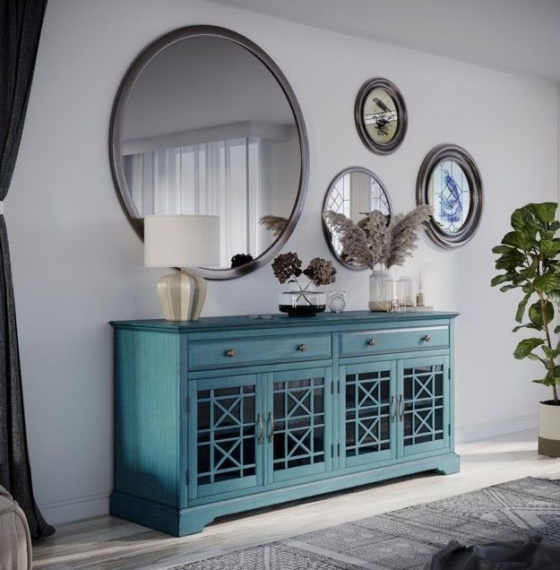 Jofran Inc. Craftsman Antique Blue 70" Media Console-1