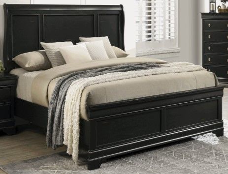 Lifestyle 0393A Antique Black Twin Panel Bed