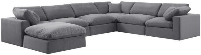 Meridian Furniture Comfy 7-Piece Gray Velvet Sectional-0