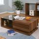 Furniture of America® Langenthal Dark Walnut Coffee Table with Black Glass Insert -0